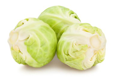 Brüksel lahanası beyaz yolda izole edilmiş.