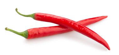 Kırmızı biber yolu beyaza izole edilmiş.