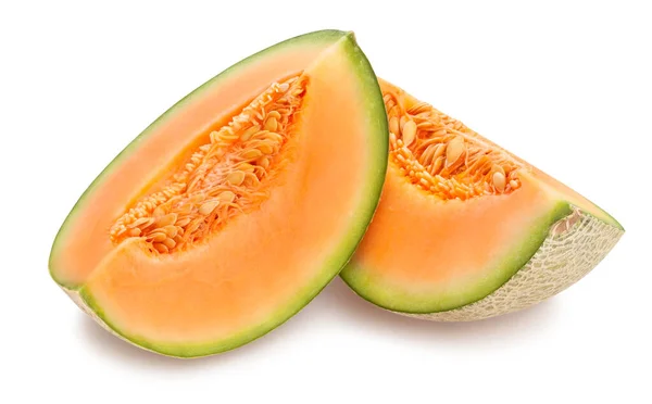 Sliced Cantaloupe Melon Path Isolated — Stock Photo, Image