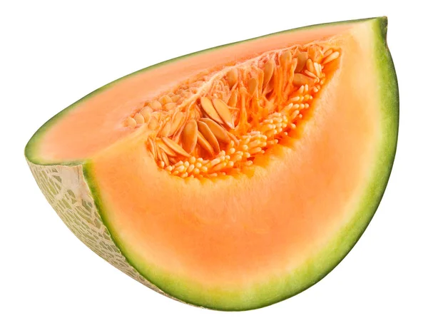 Geschnitten Cantaloupe Melone Weg Isoliert — Stockfoto