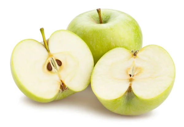 Skivad Grön Äpple Väg Isolerad — Stockfoto