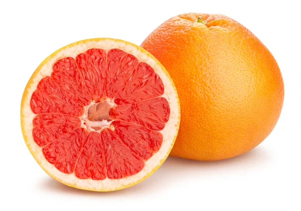 Gesneden Grapefruitpad Geïsoleerd Wit — Stockfoto