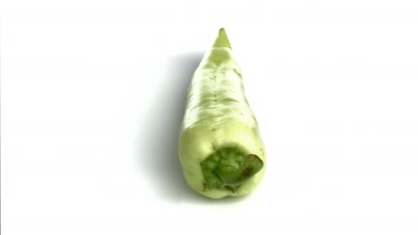 Pepe Verde Isolato Sfondo Bianco — Video Stock