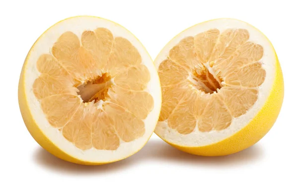 Percorso Pomelo Affettato Isolato Bianco — Foto Stock