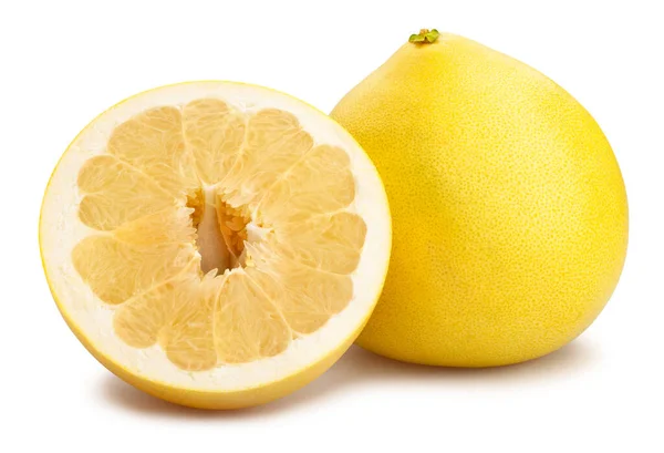 Percorso Pomelo Affettato Isolato Bianco — Foto Stock