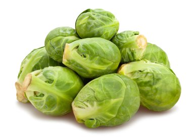 Brüksel lahanası beyaz yolda izole edilmiş.