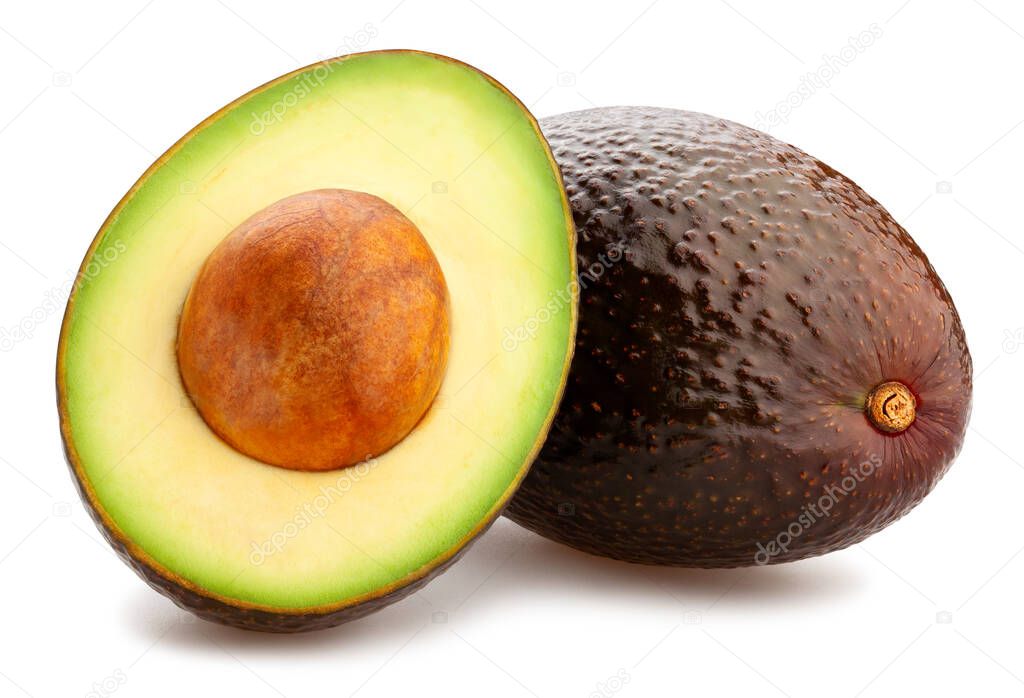 sliced hass avocado path isolated