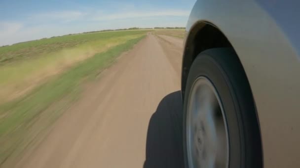 Автомобіль Переднє Колесо Сільській Дорозі — стокове відео