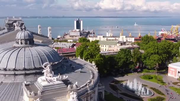 Odessa Ukraina Port Opera Teatr Dron Widok — Wideo stockowe