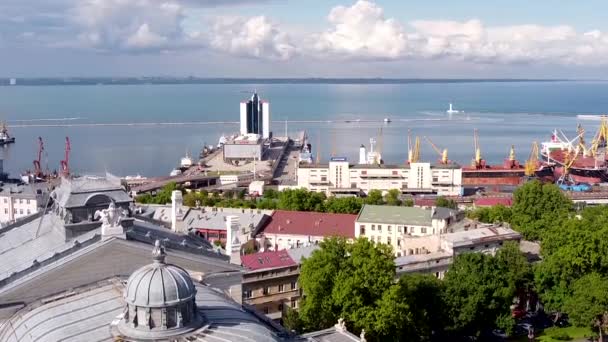 Odessa Ukraine Port Όπερα Drone View — Αρχείο Βίντεο