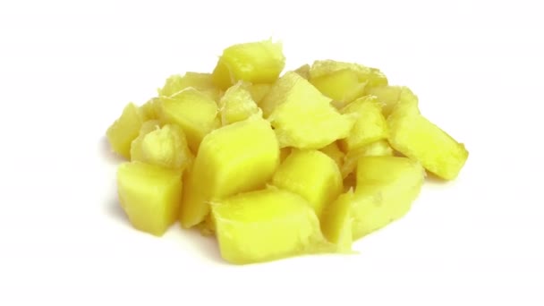 Mango Tagliato Fette Isolato Bianco — Video Stock