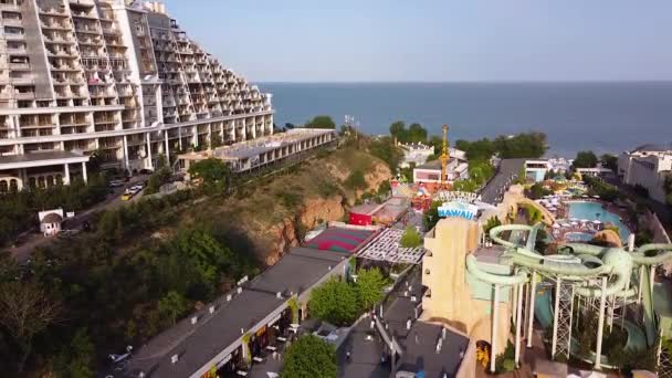 Odessa Ucraniana 2020 Ruela Praia Arcadia Panorama Toboáguas — Vídeo de Stock