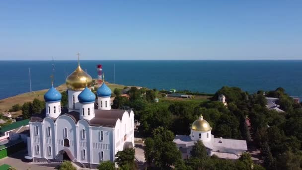 Odessa Мужской Монастырь Панорамный Вид Беспилотник — стоковое видео