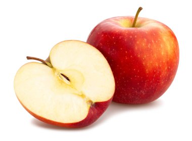 Dilimlenmiş kırmızı elma yolu izole edildi