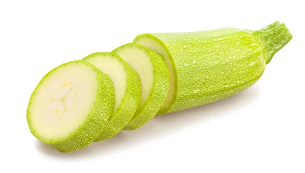 Skivad Zucchini Väg Isolerad Vit — Stockfoto