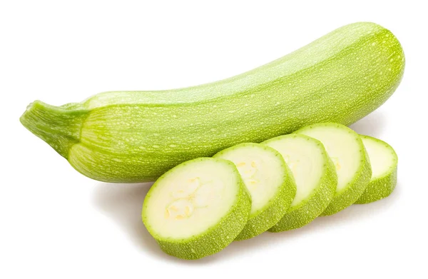 Aufgeschnittene Zucchini Pfad Isoliert Auf Weiß — Stockfoto