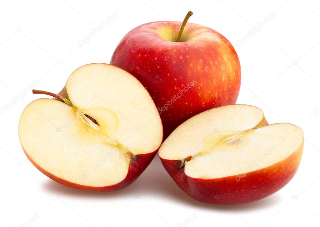 sliced red apples path isolated