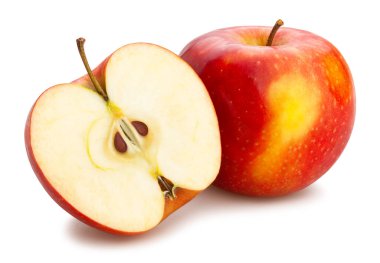 Dilimlenmiş kırmızı elma yolu izole edildi