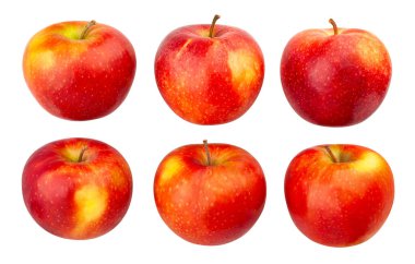 Kırmızı elma yolu beyaz üzerinde izole