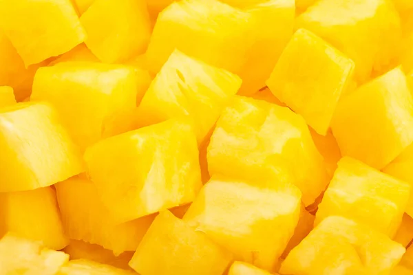 Sliced Pineapple Cubes Macro Closeup — Stock Photo, Image