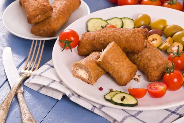 Bifteki Griechische Fleischbällchen Auf Weißem Teller — Stockfoto