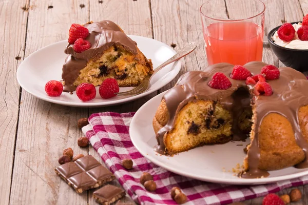 Torta Cioccolato Con Lamponi — Foto Stock