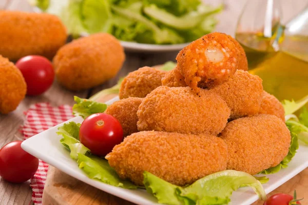 Suppli Polpette Riso Fritte Italiane — Foto Stock