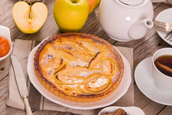 Tarte Normande Farfurie Albă — Fotografie, imagine de stoc