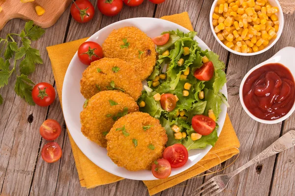 Mais Burger Auf Weißem Teller — Stockfoto