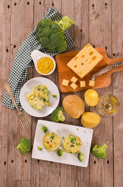 Potato Gratins Broccoli Florets — Stock Photo, Image