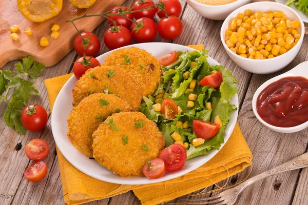 Mais Burger Auf Weißem Teller — Stockfoto