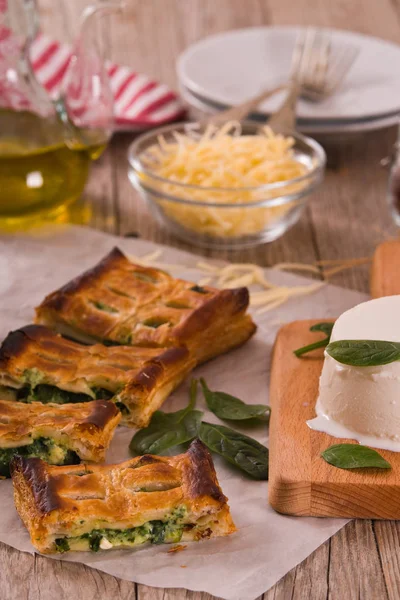 Torta Com Espinafre Queijo Ricota — Fotografia de Stock