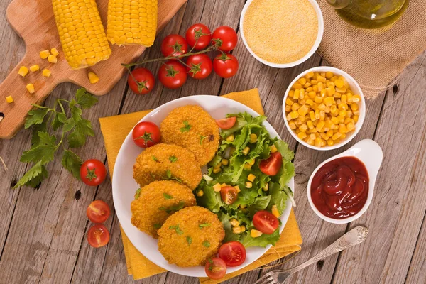 Mais Burger Auf Weißem Teller — Stockfoto