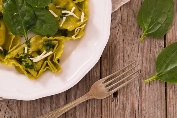 Spinach Ravioli Ricotta Cheese Filling — Stock Photo, Image