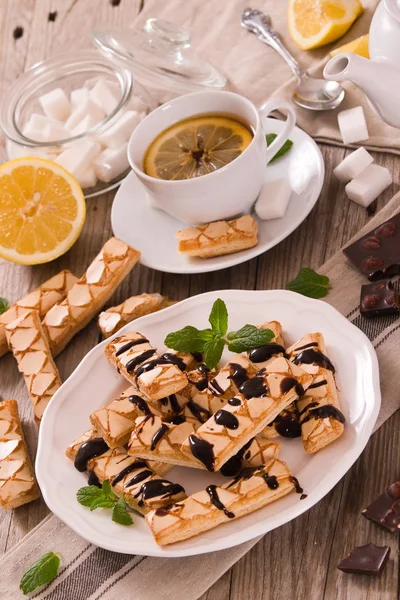 Puff Pastry Cookies Chocolate Icing — Stock Photo, Image