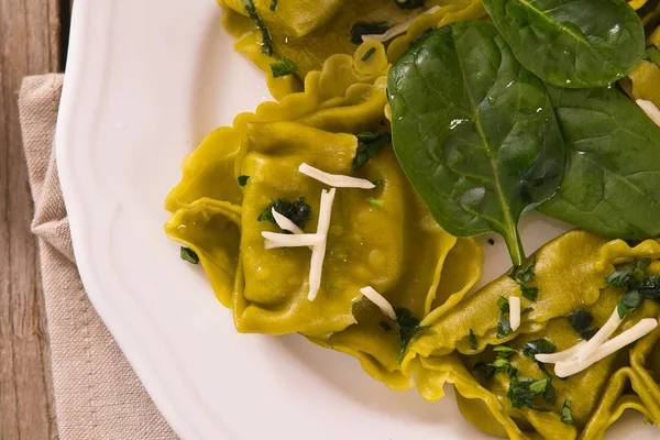 Spinach Ravioli Ricotta Cheese Filling — Stock Photo, Image