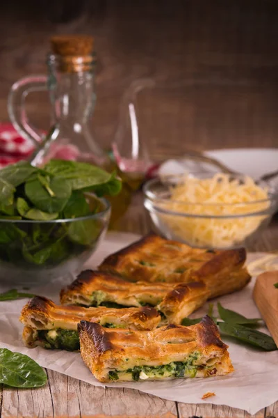 Torta Com Espinafre Queijo Ricota — Fotografia de Stock