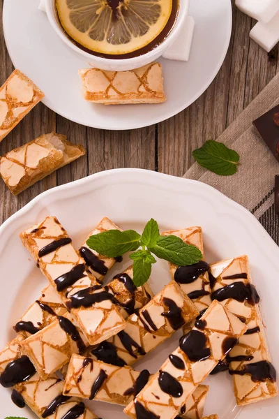 Puff Pastry Cookies Chocolate Icing — Stock Photo, Image