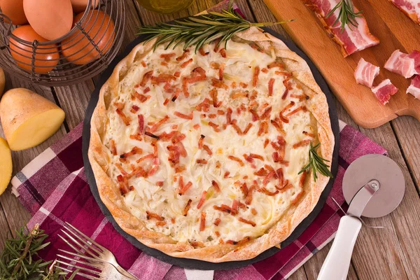 Cheese Bacon Tart — Stock Photo, Image