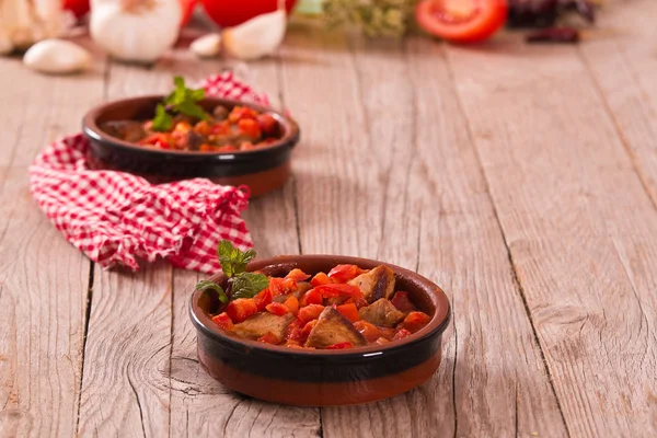 Mariniertes Schweinelende Tomatensauce — Stockfoto