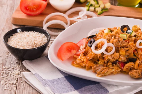 Gyros Rice Dish White Dish — Stock Photo, Image