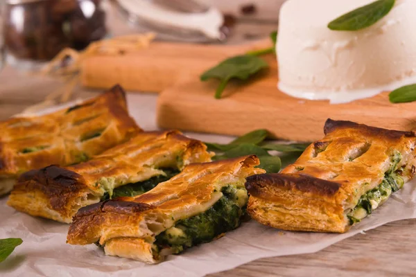 Torta Com Espinafre Queijo Ricota — Fotografia de Stock