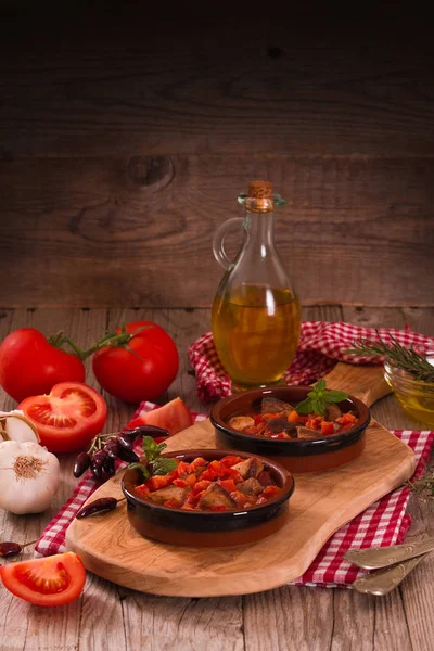 Marinated Pork Loin Tomato Sauce — Stock Photo, Image