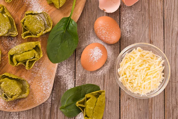 Spinach Ravioli Ricotta Cheese Filling — Stock Photo, Image