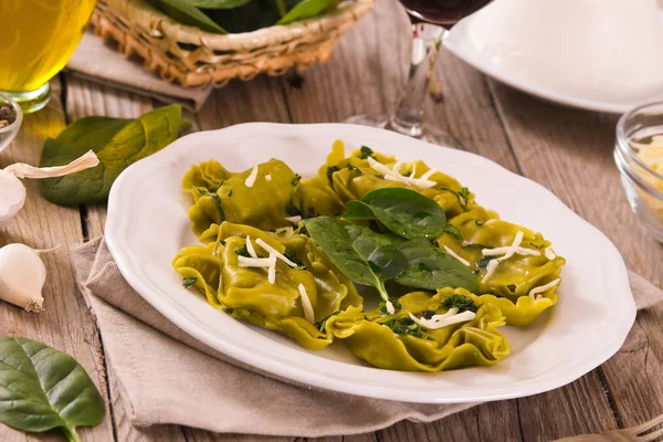 Spinach Ravioli Ricotta Cheese Filling — Stock Photo, Image