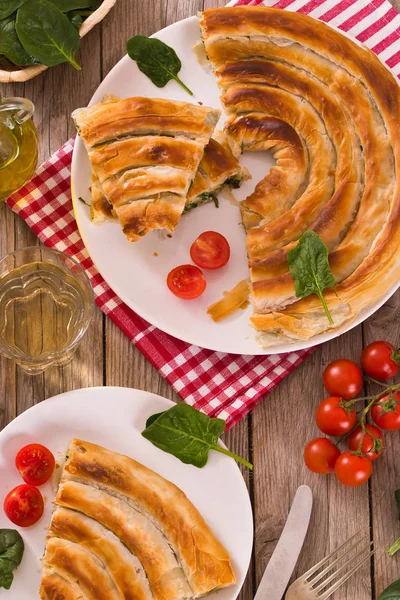 Spanakopita Griekse Spinazie Taart — Stockfoto