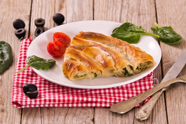 Spanakopita Grecki Szpinak Ciasto — Zdjęcie stockowe