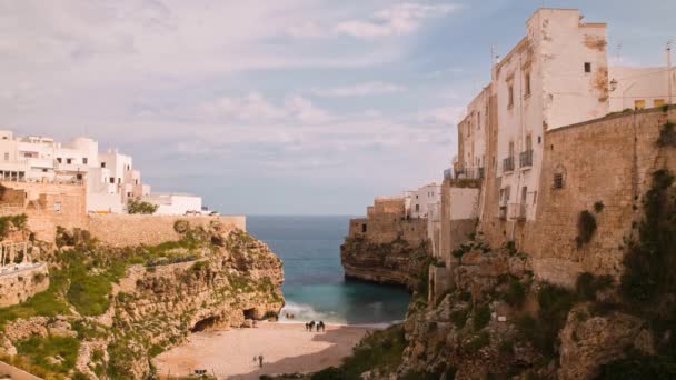 Panoramiczny Widok Polignano Puglia Włochy Time Lapse — Wideo stockowe