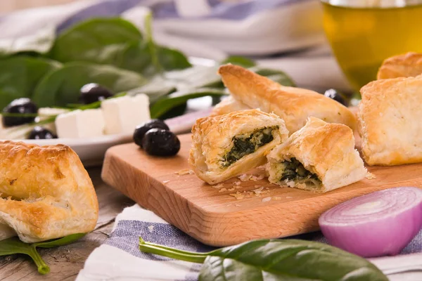 Spinach Puffs Feta Cheese Filling — Stock Photo, Image
