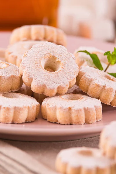 Canestrelli Biscuits Mint Wooden Table — Stock Photo, Image